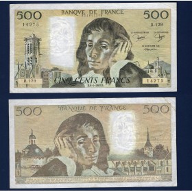 500 Francs Pascal, TB+, 8.1.1981 Billet de la banque de France
