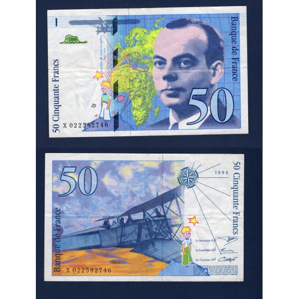 50 Francs St Exupéry, TB, 1994, Billet de la banque de France