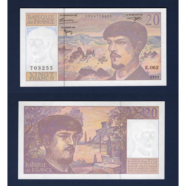 20 Francs Debussy, Neuf, 1997 Billet de la banque de France