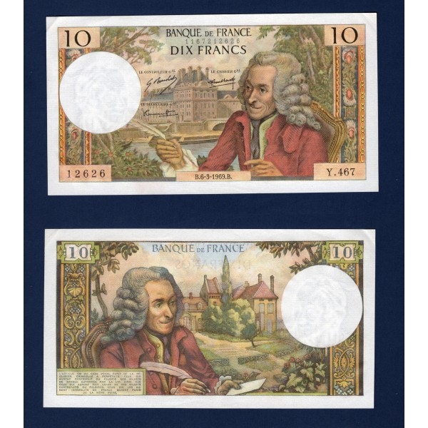 10 Francs Voltaire, Sup, 6.3.1969 Billet de la banque de France
