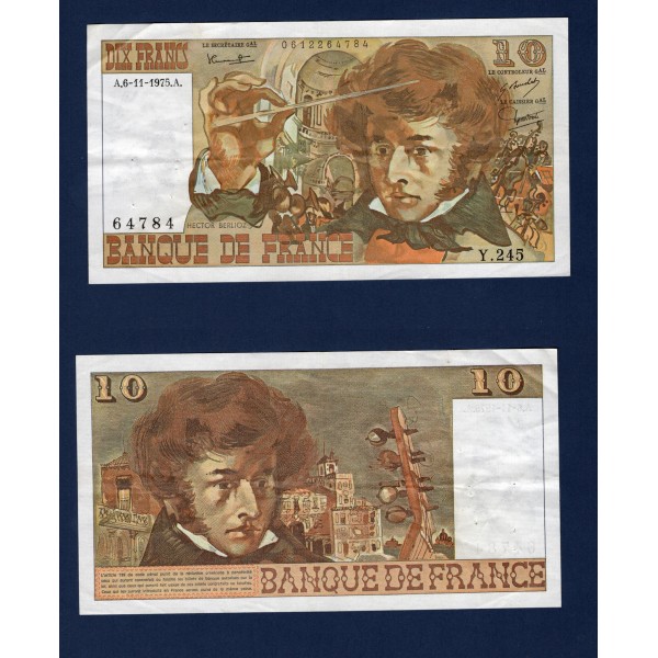 10 Francs Berlioz, TTB, 6.11.1975 Billet de la banque de France