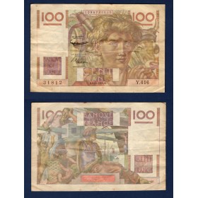 100 Francs Jeune Paysan, TB, 2.11.1951 Billet de la banque de France