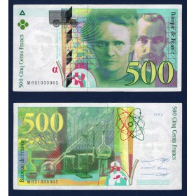 500 Francs Pierre et Marie Curie, TTB, 1994, Billet de la banque de France