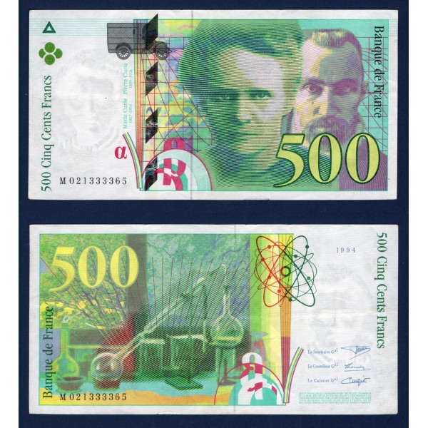 500 Francs Pierre et Marie Curie, TTB, 1994, Billet de la banque de France