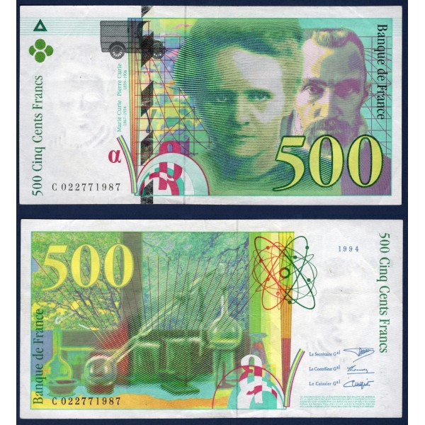 500 Francs Pierre et Marie Curie, TTB, 1994, Billet de la banque de France
