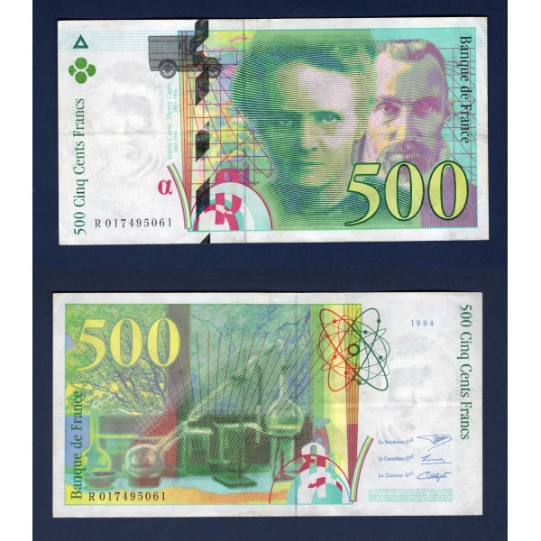 500 Francs Pierre et Marie Curie, TTB, 1994, Billet de la banque de France