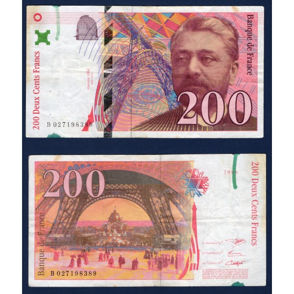 200 Francs Eiffel, TB, 1996 Billet de la banque de France