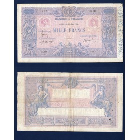 1000 Francs Bleu et Rose, TB, 30.3.1916 Billet de la banque de France