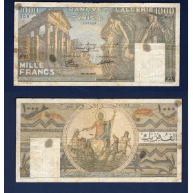 Tunisie P.29a, B Billet de 20 francs 28.3.1950 temple de Sbeitla