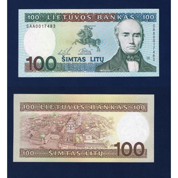 Lituanie P.50b, Neuf Billet de 100 Litu 1994 Simonas Daukantas