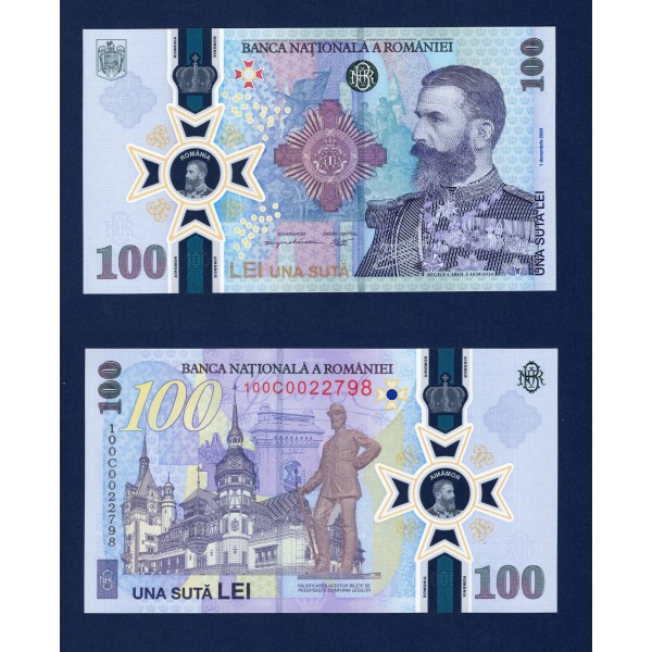 Roumanie P.127, Neuf, Billet de 100 lei 2024 Roi Carol 1er