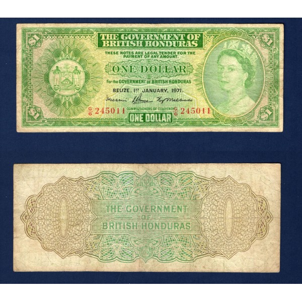 Belize, Honduras Britannique P.28c, TB Billet de 1 dollar 1976 Elizabeth II