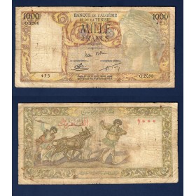 Algérie P.107b, B, Billet de 1000 francs 10.9.1957 agriculture