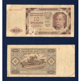 Pologne P.136, B Billet de 10 Zlotych 1948 Fermier