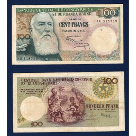 Congo Belge P.33c, TTB- Billet de 100 francs 1.9.1960 Leopold II