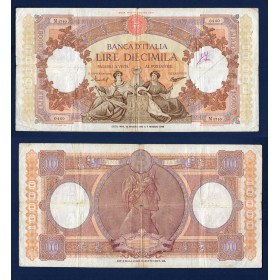 Italie P.89c, TB ecrit Billet de 10000 Lire 1960 Dante, Venise et Genes