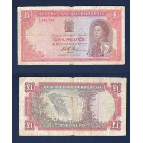 Rhodésie P.28d, TB-, Billet de 1 pound 1968 Elizabeth II