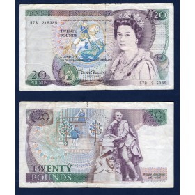 Grande Bretagne P.380d, TB+ Billet de 20 Pounds 1984-1988 Shakespear