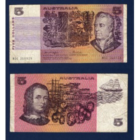 Australie P.44b, TB Billet de 5 Dollars 1976 Joseph Banks