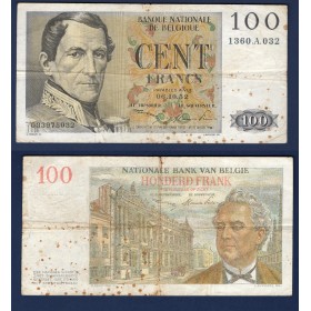 Belgique P.129a, TB Billet de 100 Francs Belge 6.10.1952 Leopold I