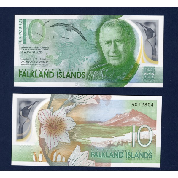Falkland P.21, Neuf Billet de 10 Pounds 2025 Charles III