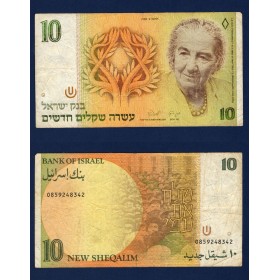 Israel P.53c Billet de 10 New Sheqalim 1992 Golda Meir