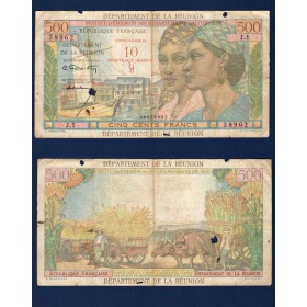 Reunion P.54a, B, 10 nouveaux francs sur 500 1971 Transitoire