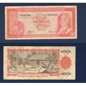 Tonga P.15b, B Billet de 2 Pa'anga 8.12.1967 Salote Tupou