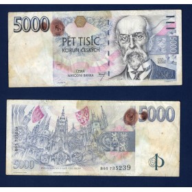 Republique Tchèque P.23a, TB Billet de 5000 Korun 1998 Tomas Garrigue Masaryk