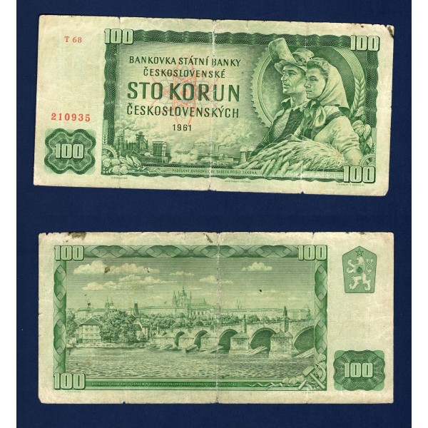 Tchécoslovaquie P.91g, B Billet de 100 Korun 1961 série T