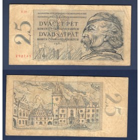Tchécoslovaquie P.89a, TB Billet de 25 Korun 1961 Jan zizka