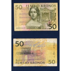 Suède P.62a, TB Billet de 50 Kronor 1996-2002 Jenny Lind