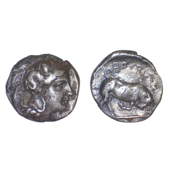 Lucanie Thurium, Nomos ou didrachme (-425 à -400) Athena Taureau