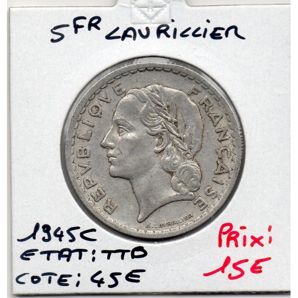 5 francs Lavrillier 1945 C Castelsarrasin TTB