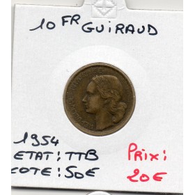 10 francs Coq Guiraud 1954 TTB, France pièce de monnaie