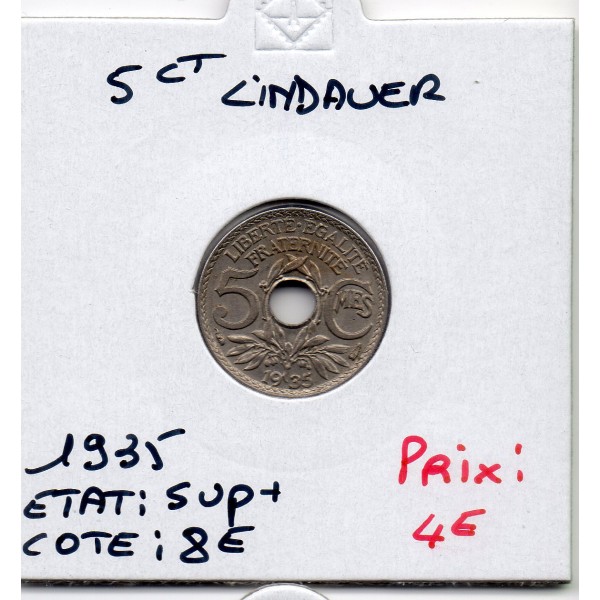 5 centimes Lindauer 1935 Sup+