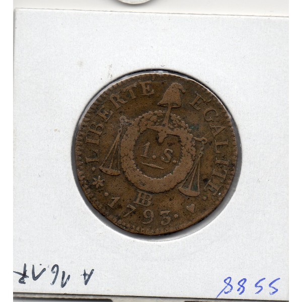 1 sol aux balances 1793 BB Strasbourg TTB- legende Françoise