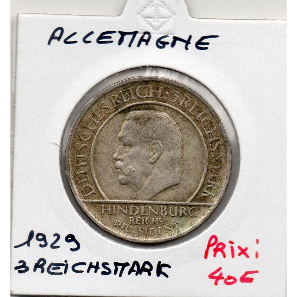 Allemagne 3 reichsmark 1929 A, TTB KM.63 Constitution de Weimar