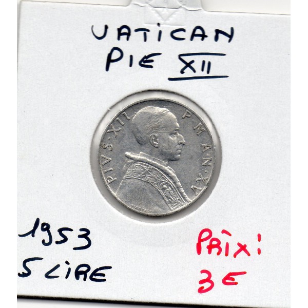 Vatican Pie XII 5 lire 1953 Sup, KM.51 Justice
