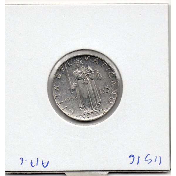 Vatican Pie XII 5 lire 1953 Sup, KM.51 Justice