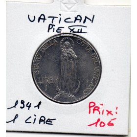 Vatican Pie XII 1 lire 1941 Spl, KM 26a Vierge Marie