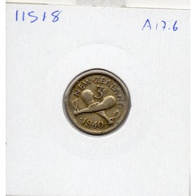 Nouvelle Zélande 3 pence 1940 TTB, KM.7 patu croisées