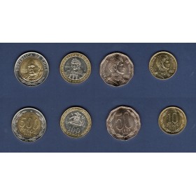 Lot de 4 pièces du Chili 2022 à 2024 Spl