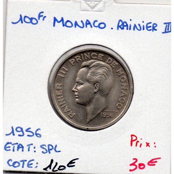 Monaco Rainier III 100 francs 1956 Spl, Gad.143