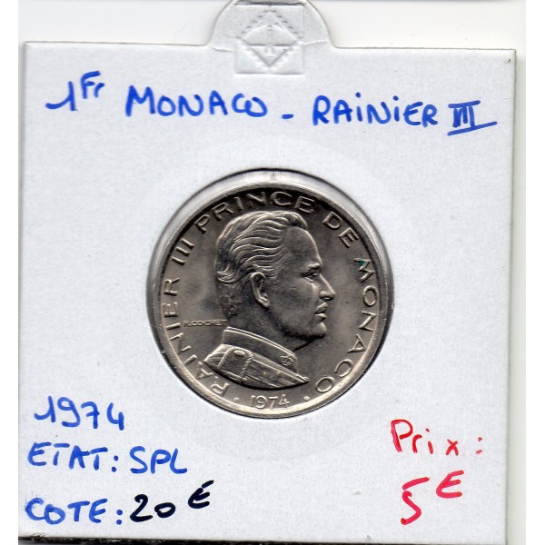 Monaco Rainier III 1 Franc 1974 Spl, Gad.150