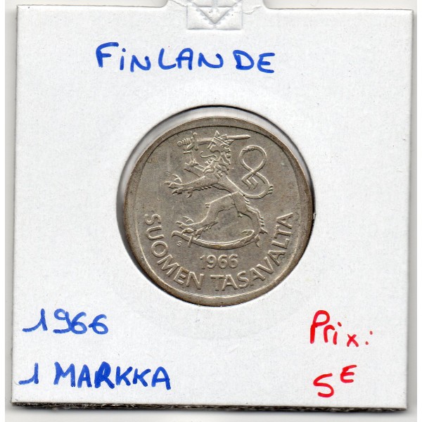Finlande 1 markka 1966 Sup, KM.49 arbres stylisés