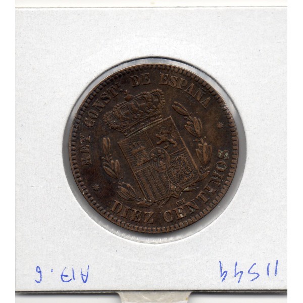 Espagne 10 centimos 1878 TTB, KM.675 Alphonse XII
