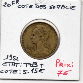 Cote des Somalis 20 francs 1952 TTB+, Lec.42