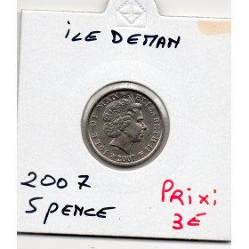 Ile de Man 5 pence 2007, Spl, KM.1255, Elizabeth II 4eme effigie