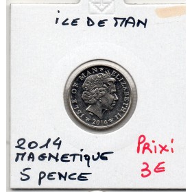 Ile de Man 5 pence 2014, Spl, KM.1255a, Elizabeth II 4eme effigie magnétique